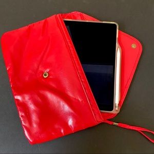 Vintage Large red clutch wristlet purse iPad case